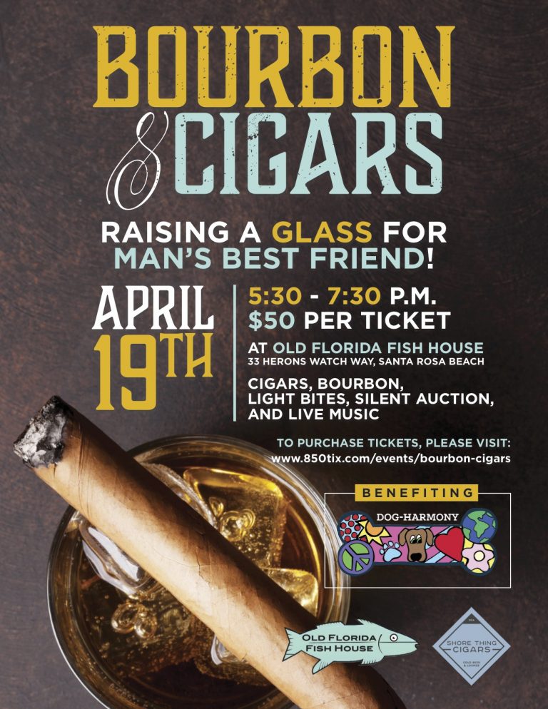 Bourbon & Cigars Event to Benefit DogHarmony 30A TV Information