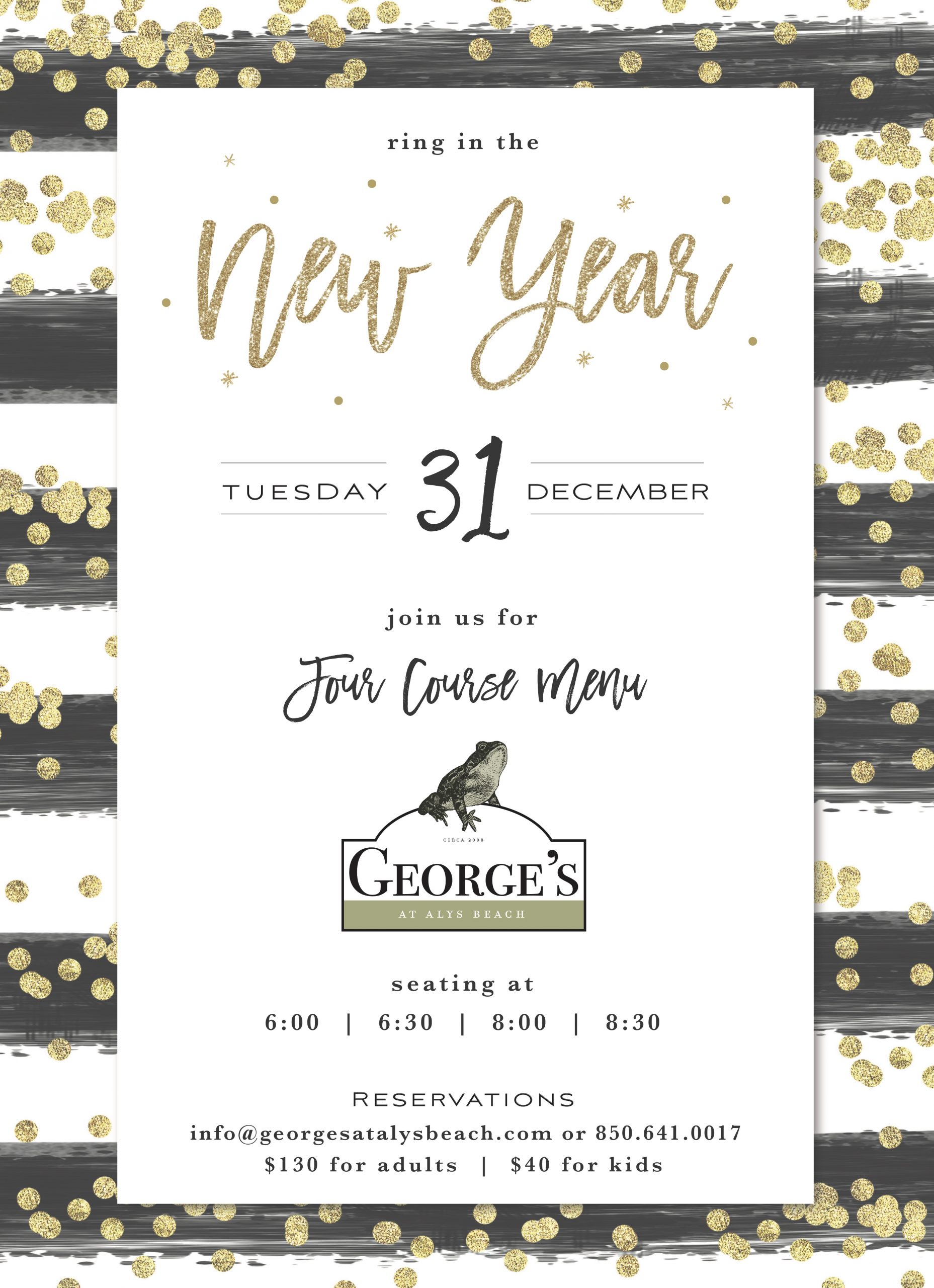 George’s at Alys Beach to Host New Year’s Eve Dinner