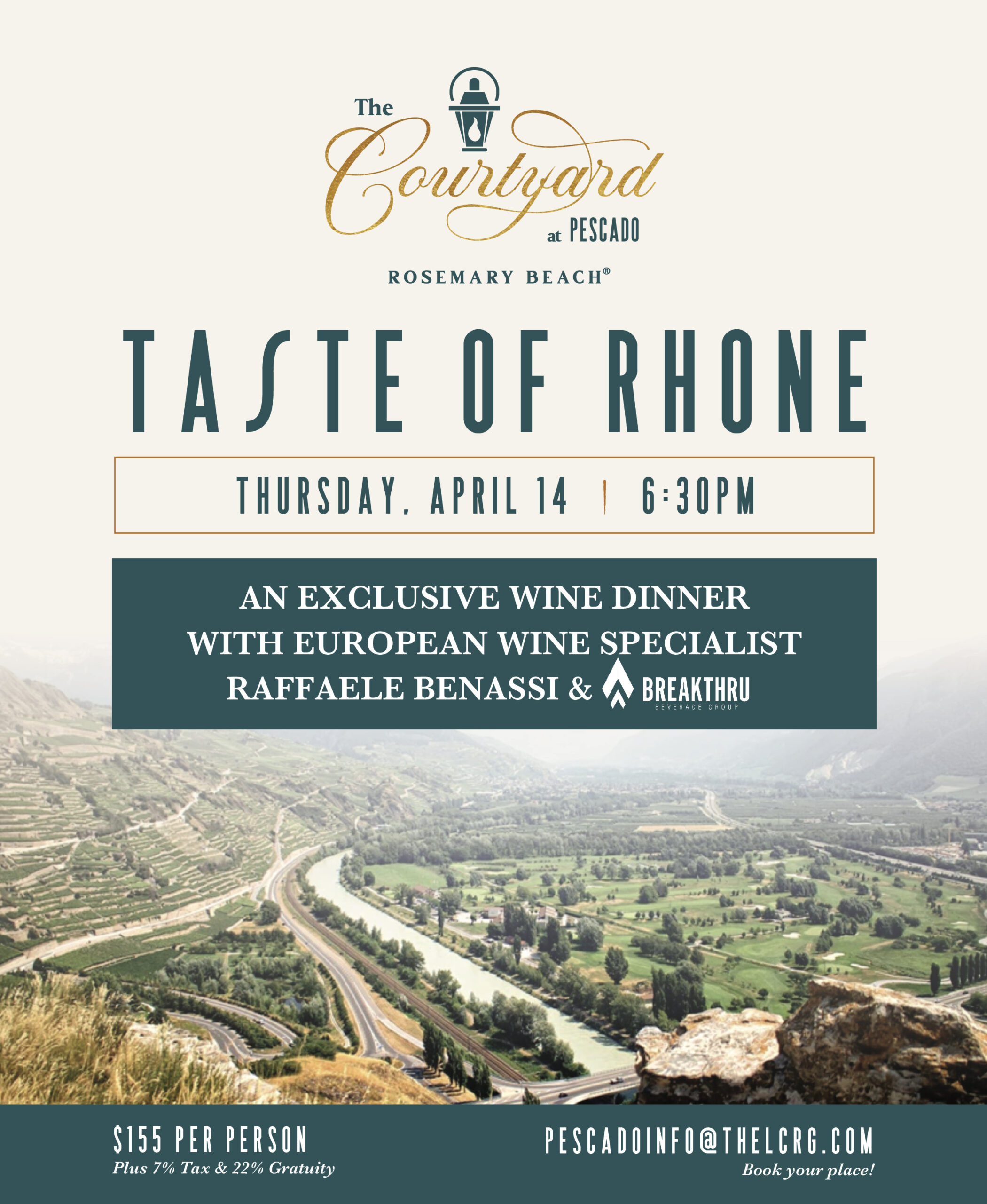 The Courtyard at Pescado to Host Taste of Rhone Wine Dinner