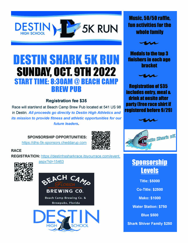 Destin Shark 5K Set for October 9th