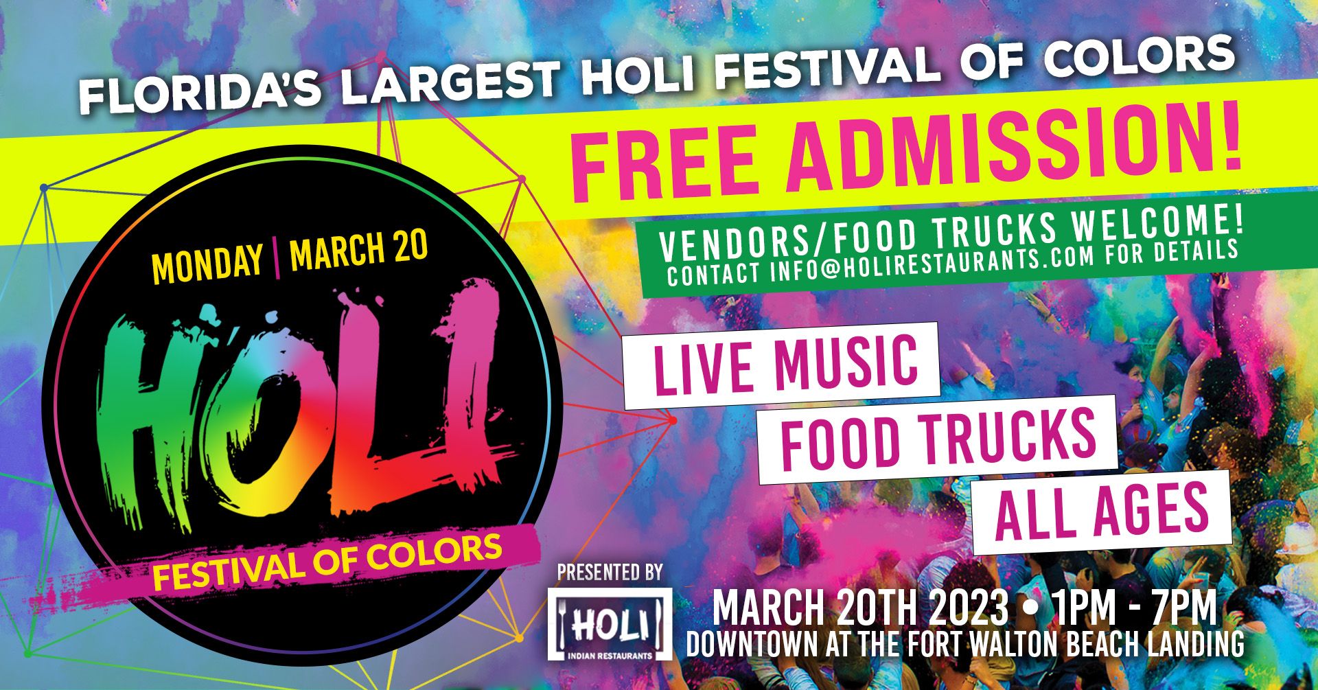 Holi Festival of Colors March 20th