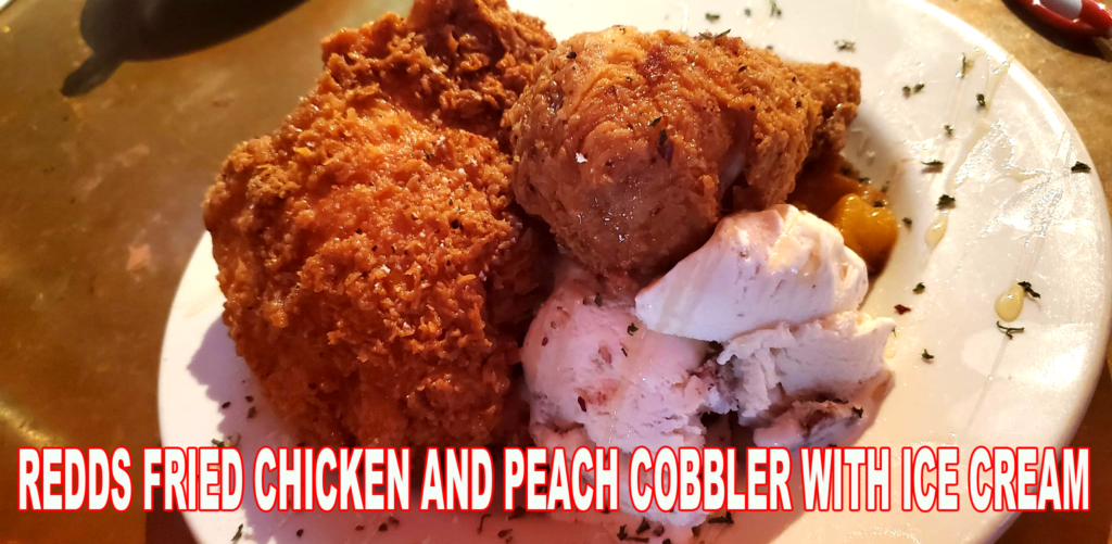 Fried Chicken and peach Cobbler