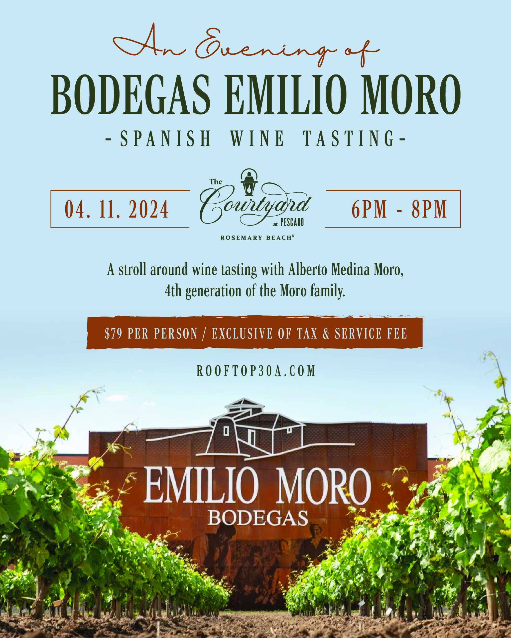 The Courtyard to Host an Evening of Bodegas Emilio Moro Spanish Wines