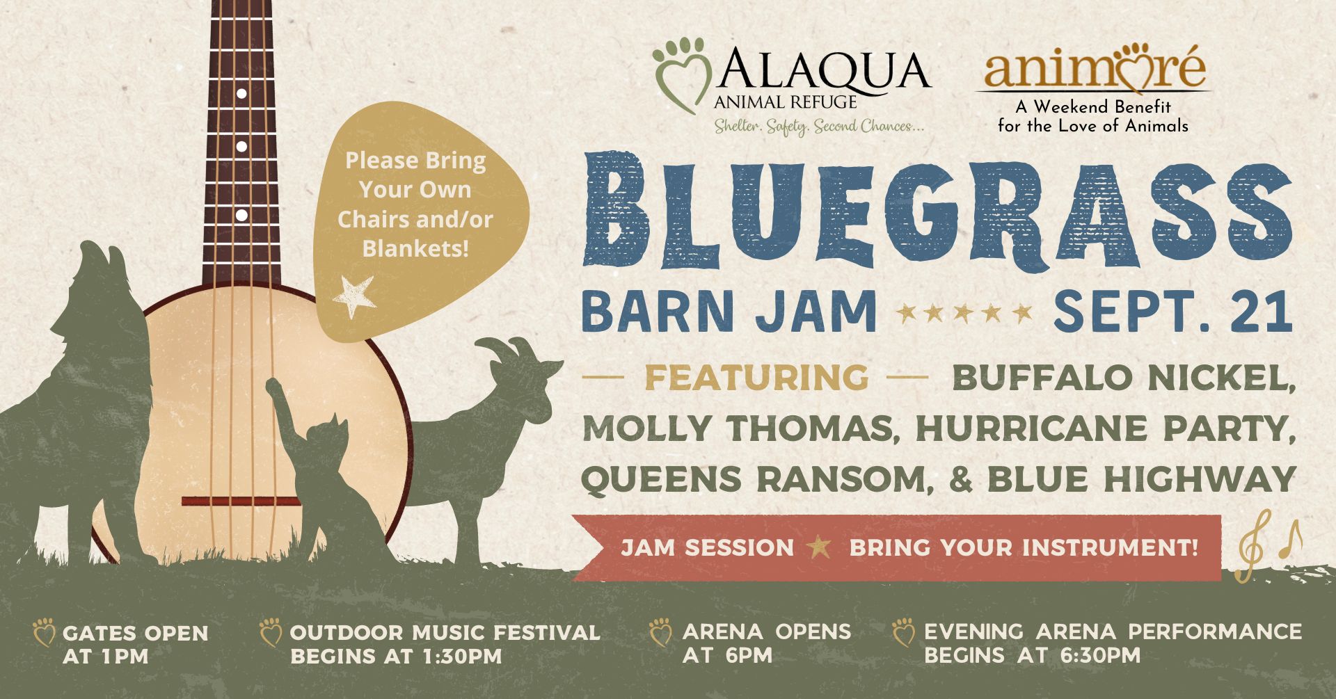 Alaqua Animal Refuge Hosts Animoré Weekend Featuring the Bluegrass Barn Jam