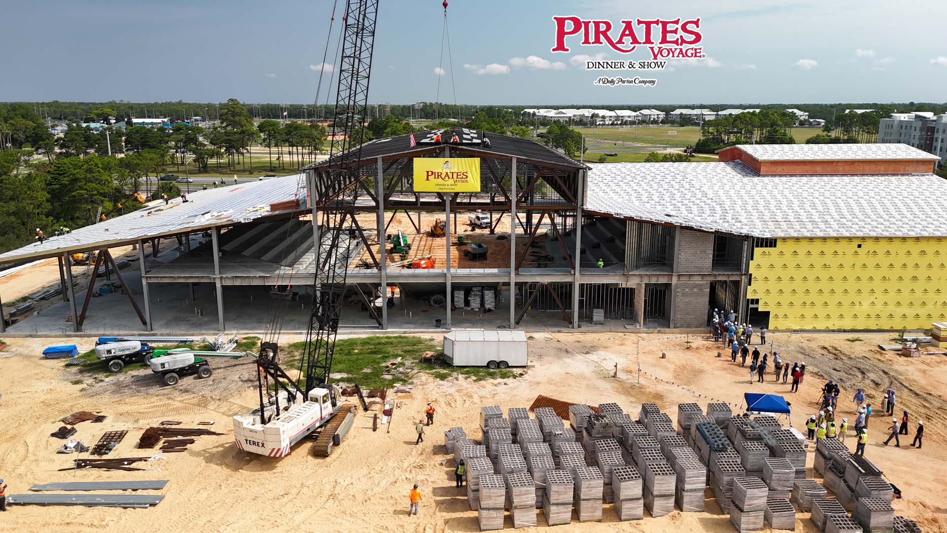 30A TV Captures Final Steel Beam Install  at Pirates Voyage Dinner & Show