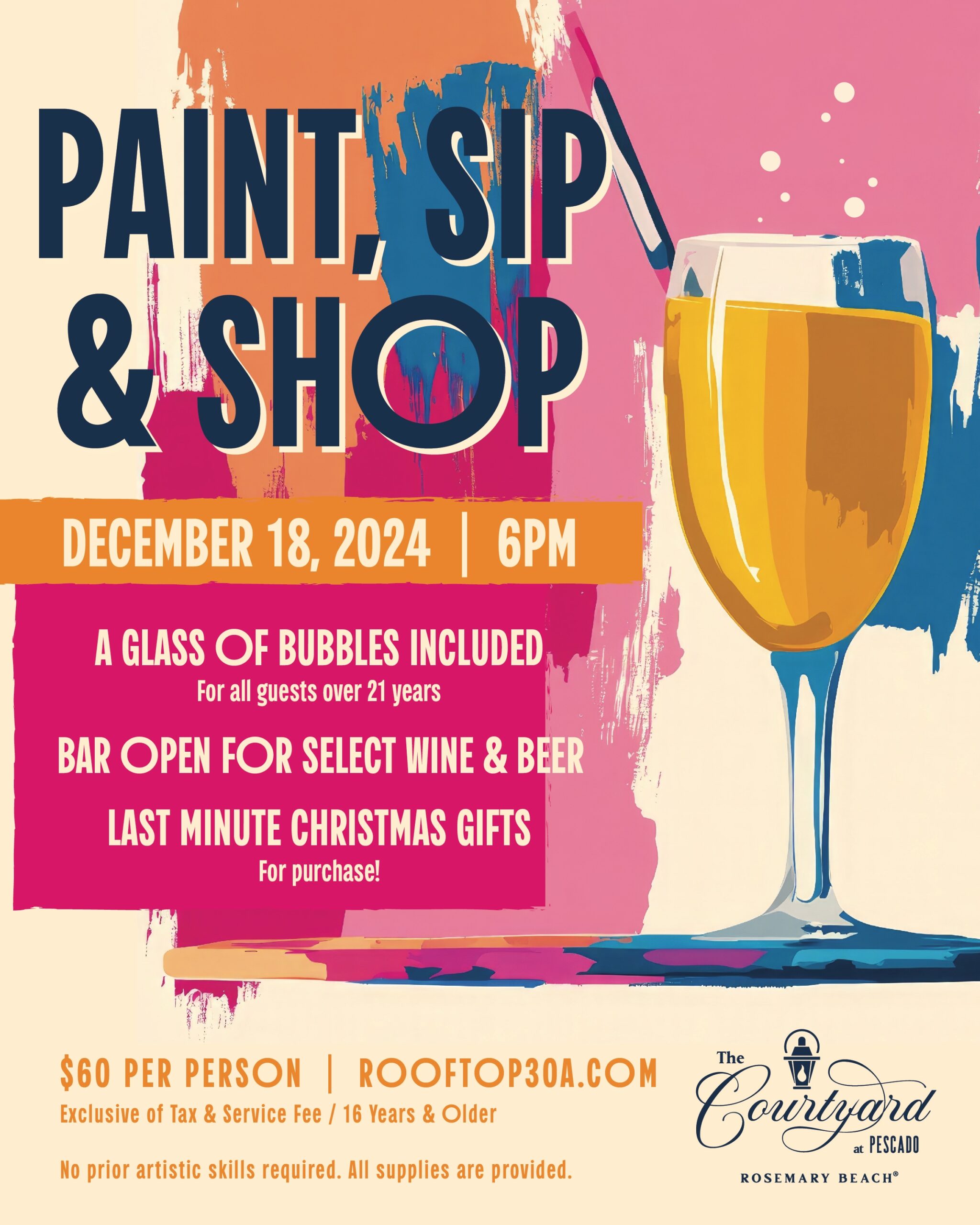 The Courtyard at Pescado to Host a Paint, Sip & Shop Event