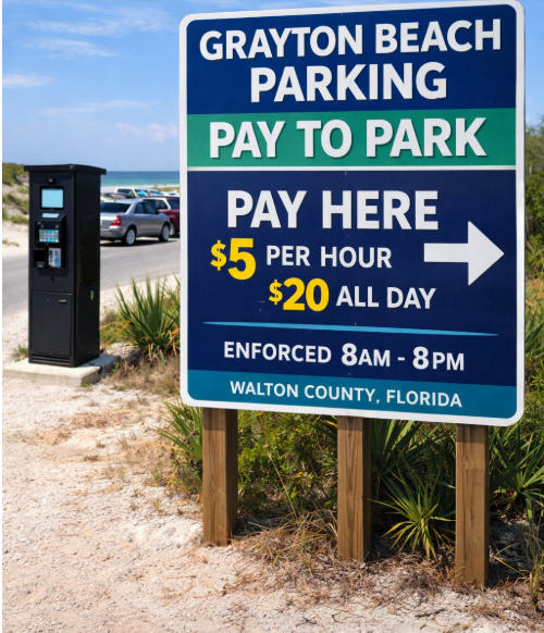 Walton County Announces Paid Parking at Grayton Beach and South Walton Municipal Lots